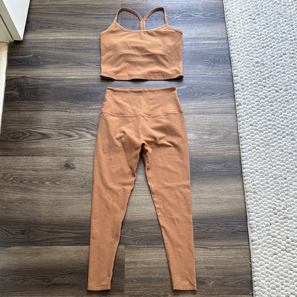Beyond Yoga Rust Brown Seamless Leggings & Crop Tank Set